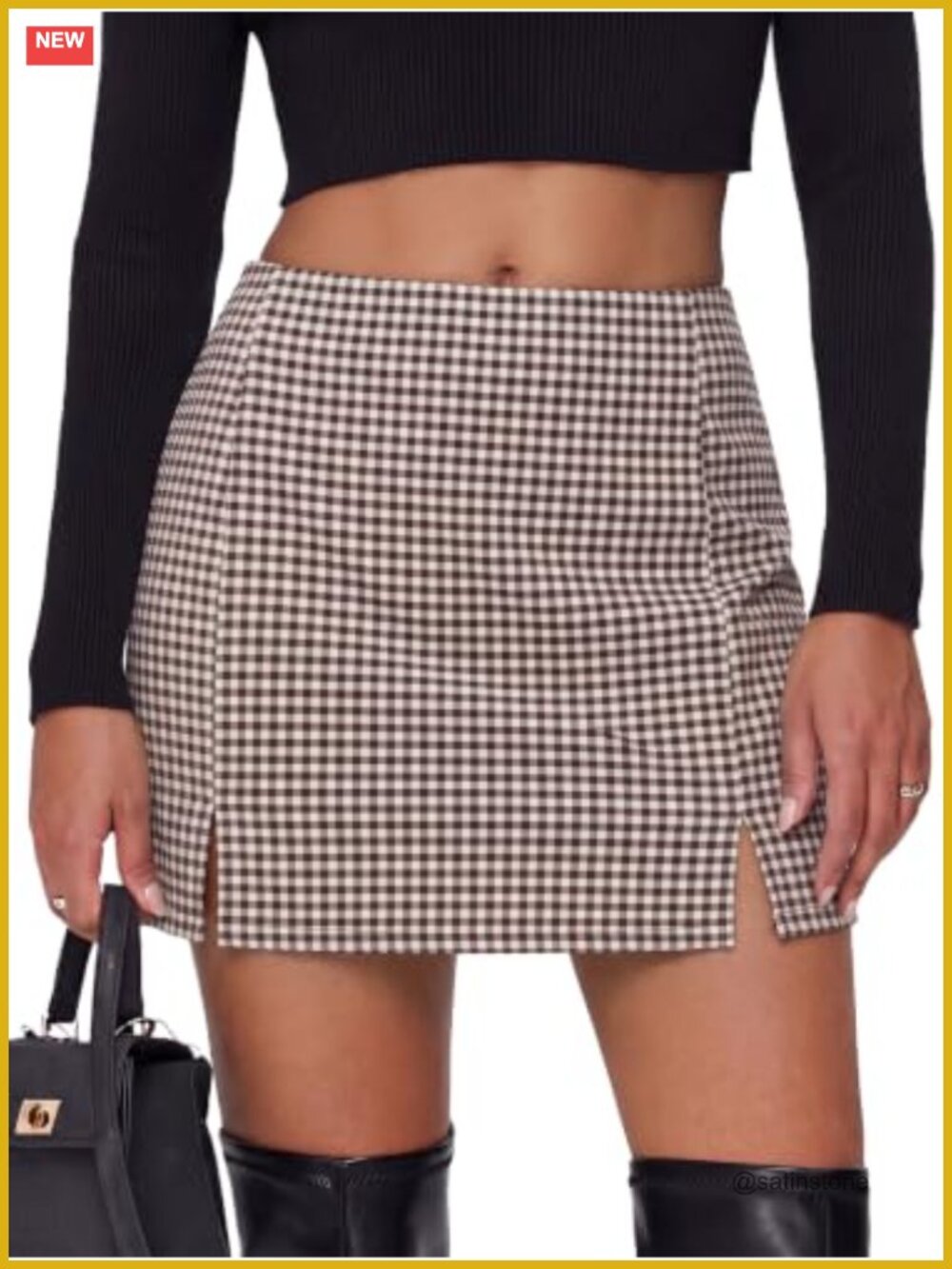 Women's Plaid Mini Skirt High Elastic Waist Bodycon Stretchy